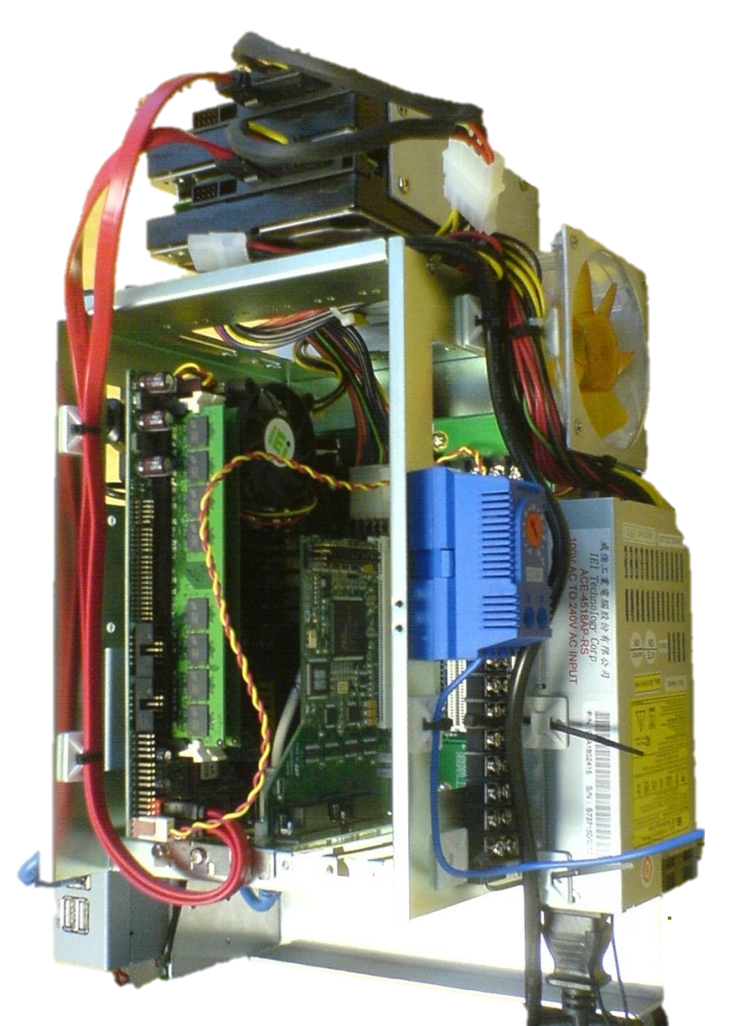 computer assembled in an open frame