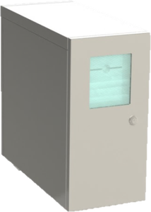 right facing computer cpu enclosure with glass windowed door